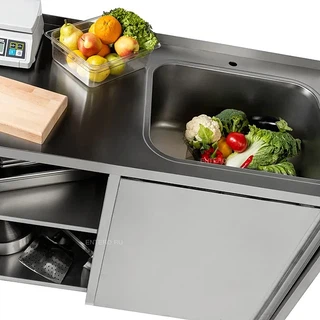 Купить КОБОР Ванна моечная цельнотянутая закрытая односекционная с рабочей поверхностью ВМЦЗР/1-120/60